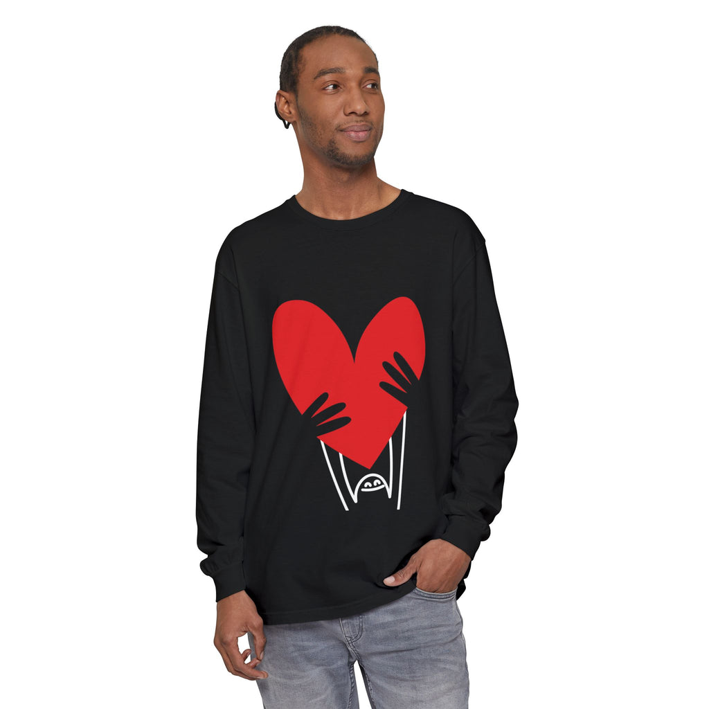 Valentine’s Day Character Holding Heart Long Sleeve T-Shirt