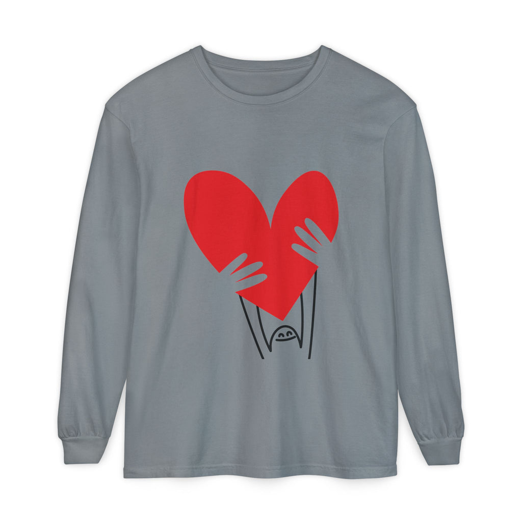 Valentine’s Day Character Holding Heart Long Sleeve T-Shirt