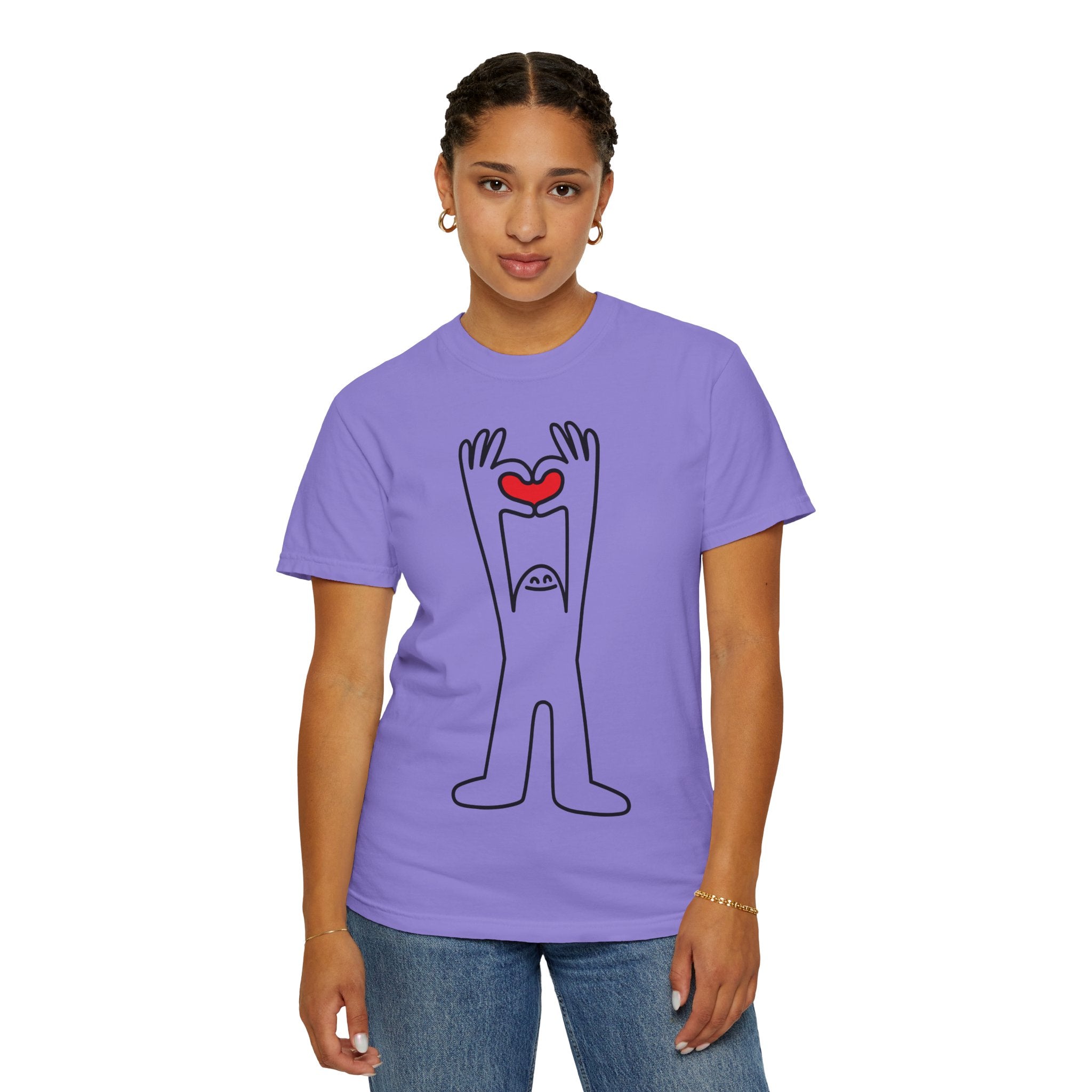 Happy Guy Holding Heart Graphic T-Shirt