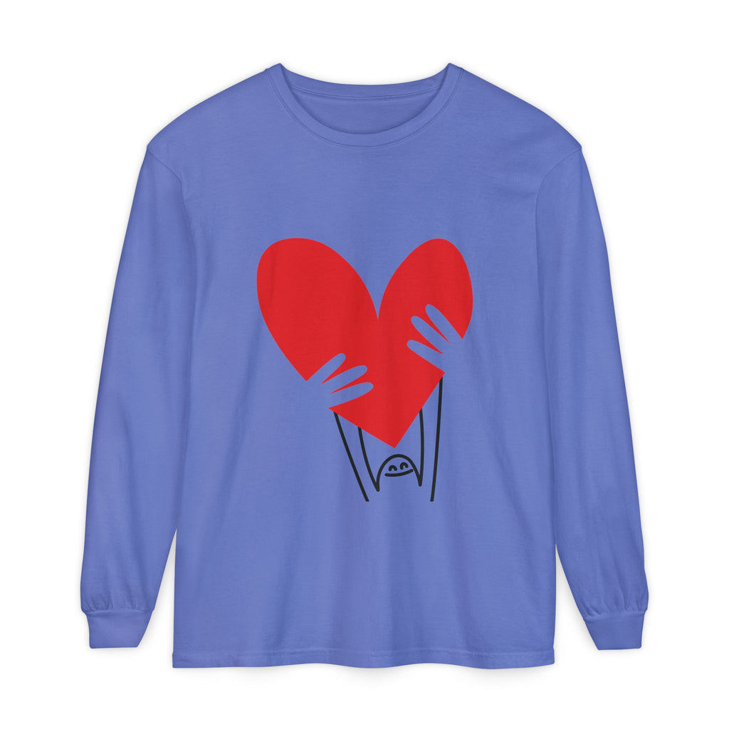 Valentine’s Day Character Holding Heart Long Sleeve T-Shirt