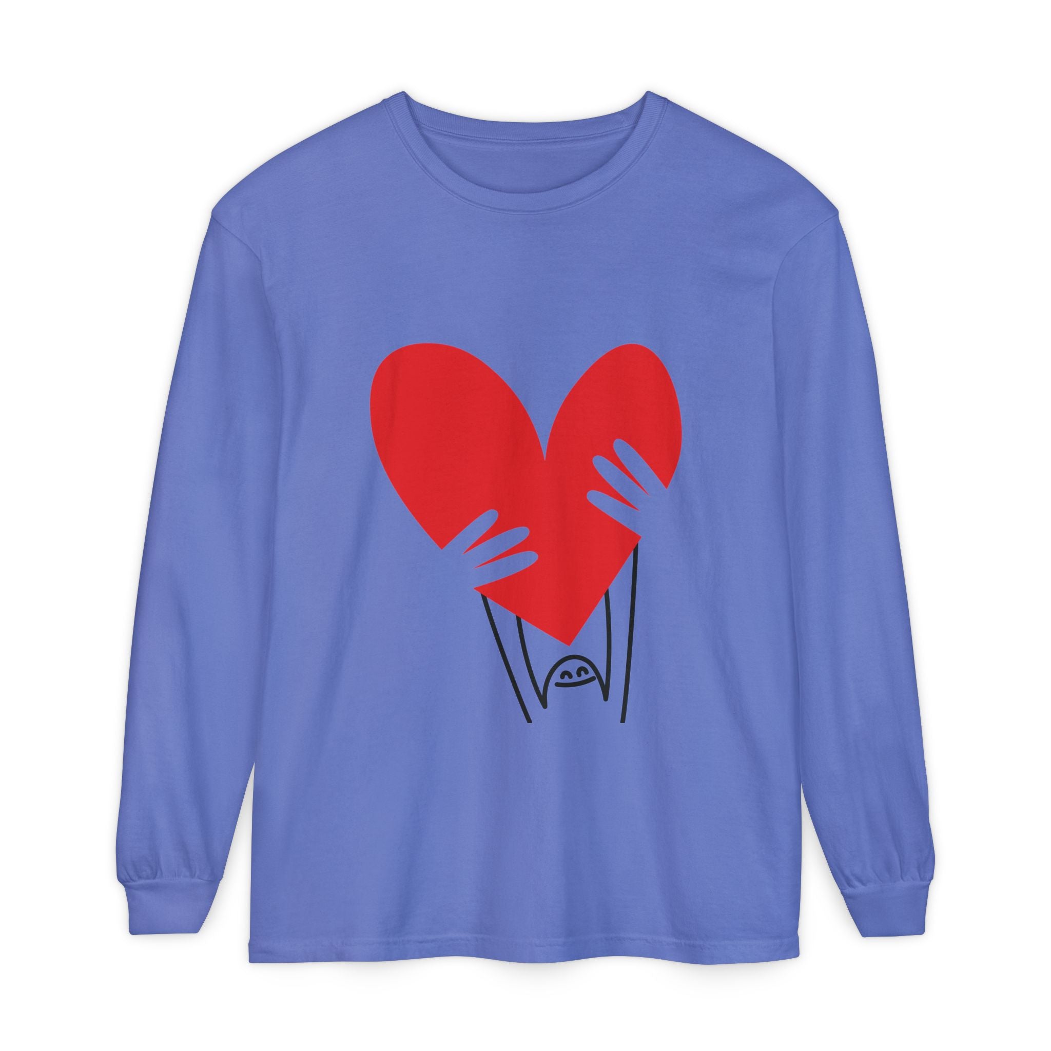 Valentine’s Day Character Holding Heart Long Sleeve T-Shirt