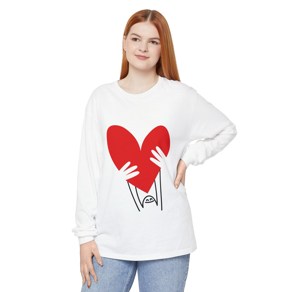 Valentine’s Day Character Holding Heart Long Sleeve T-Shirt