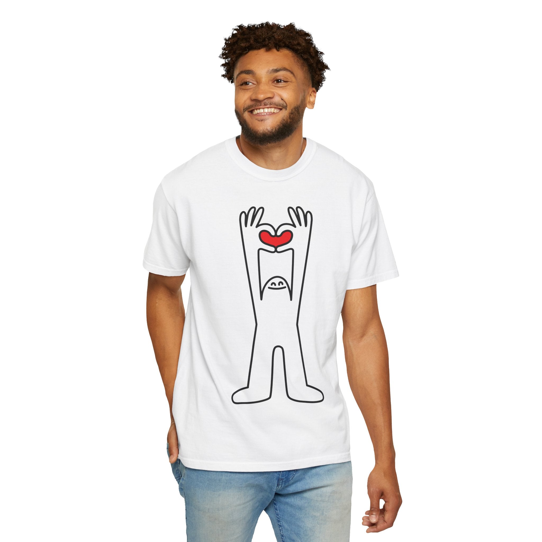 Happy Guy Holding Heart Graphic T-Shirt
