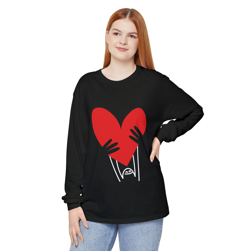 Valentine’s Day Character Holding Heart Long Sleeve T-Shirt