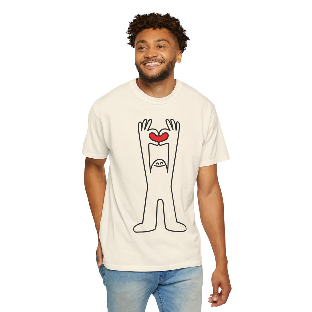 Happy Guy Holding Heart Graphic T-Shirt