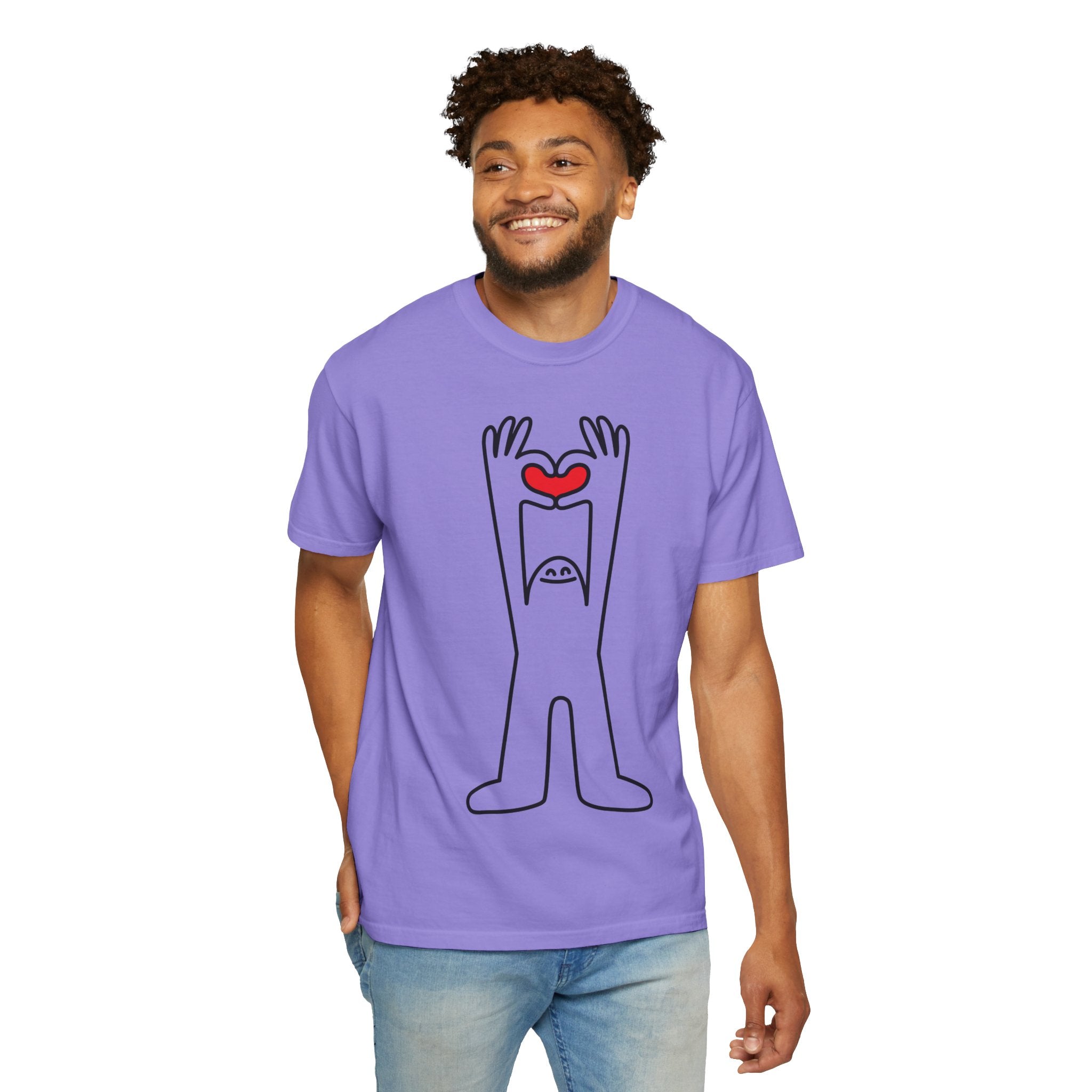 Happy Guy Holding Heart Graphic T-Shirt