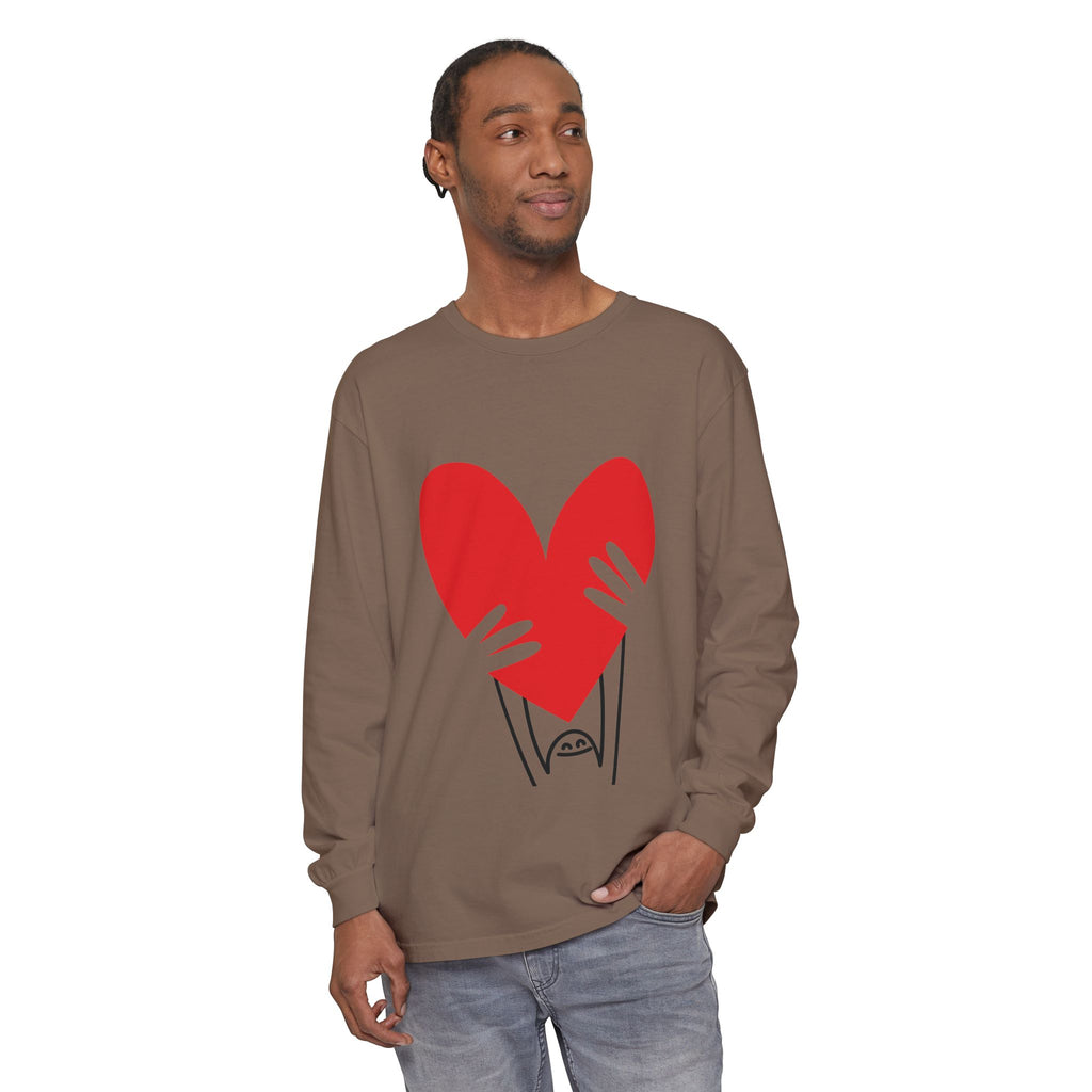 Valentine’s Day Character Holding Heart Long Sleeve T-Shirt