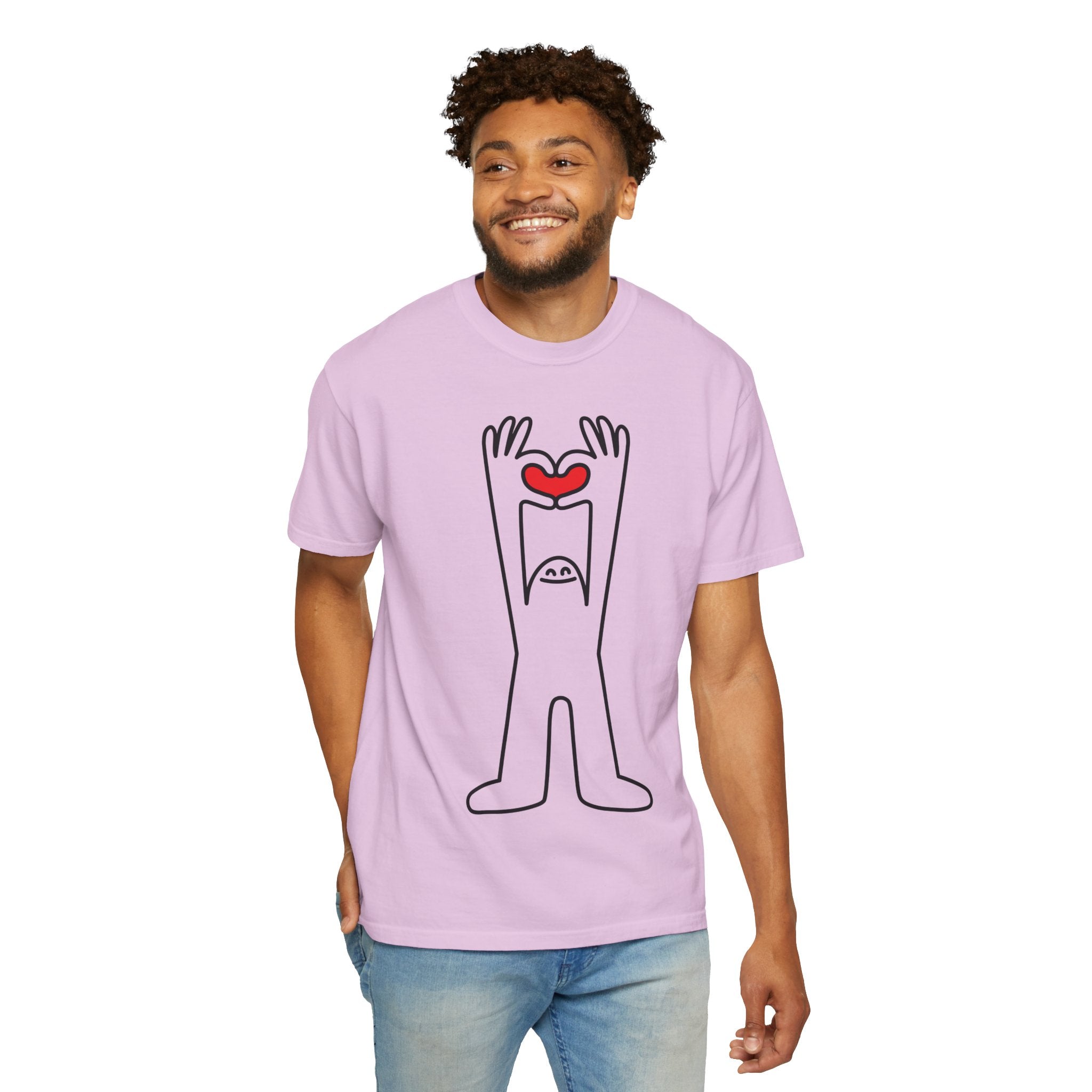 Happy Guy Holding Heart Graphic T-Shirt