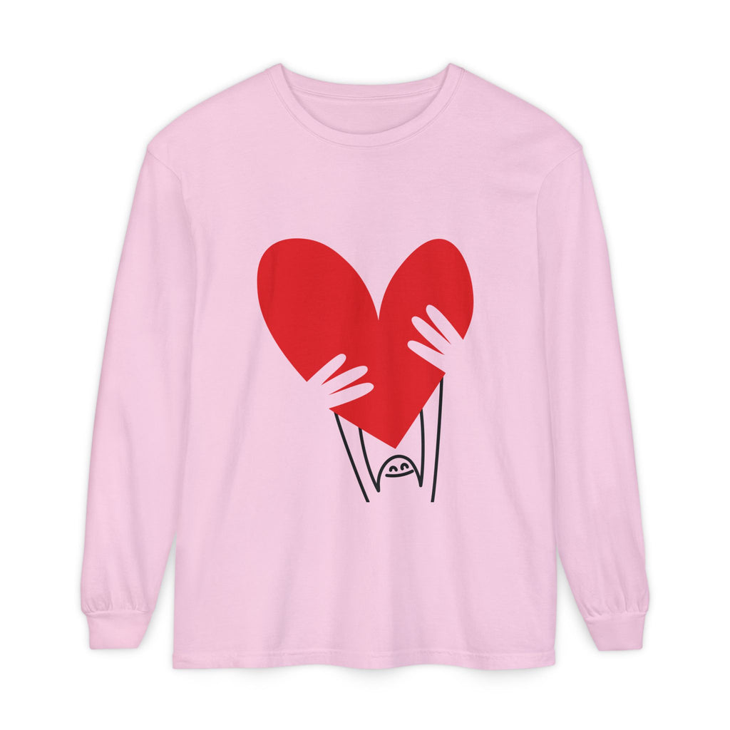 Valentine’s Day Character Holding Heart Long Sleeve T-Shirt