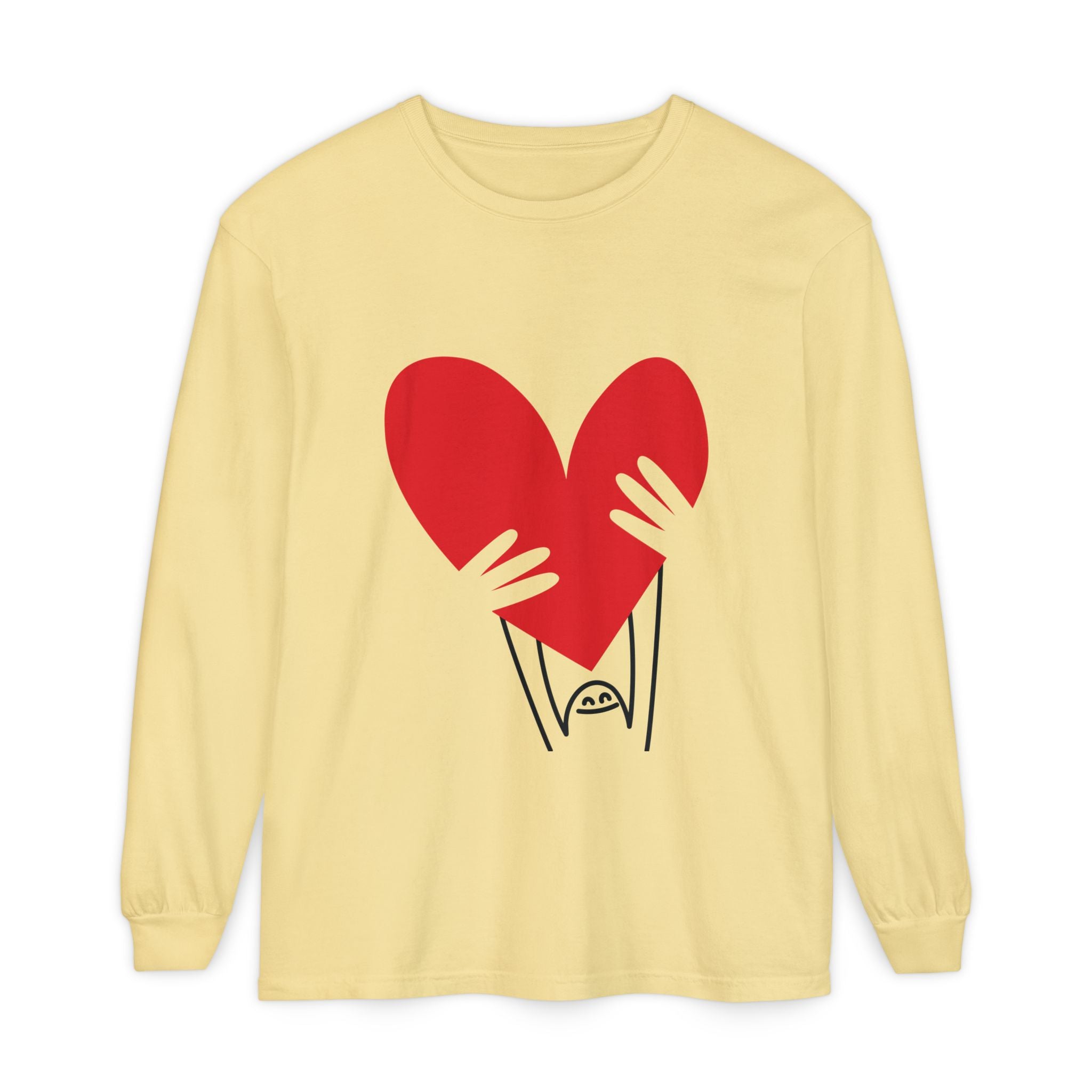 Valentine’s Day Character Holding Heart Long Sleeve T-Shirt