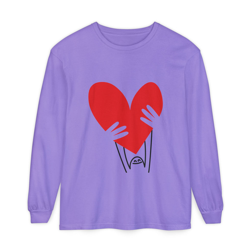 Valentine’s Day Character Holding Heart Long Sleeve T-Shirt