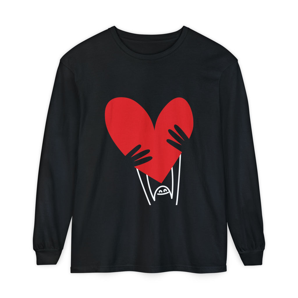 Valentine’s Day Character Holding Heart Long Sleeve T-Shirt