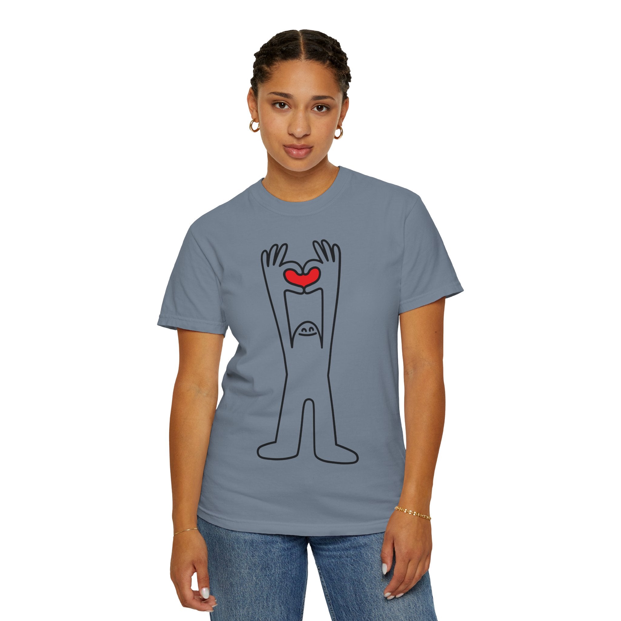 Happy Guy Holding Heart Graphic T-Shirt