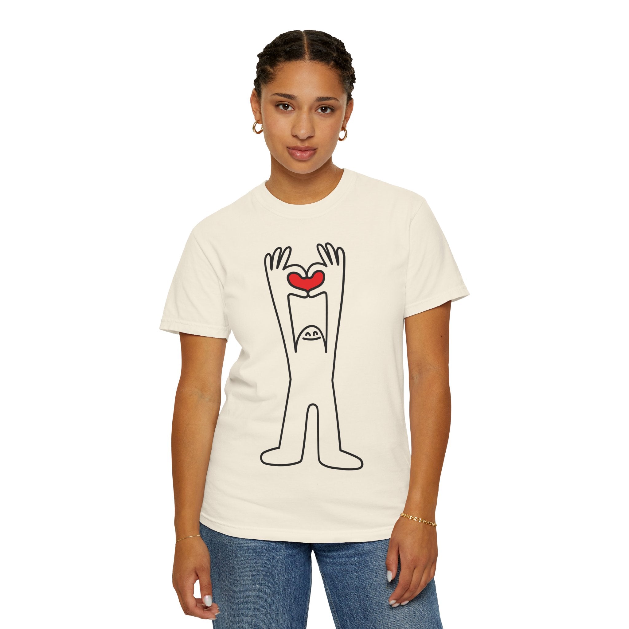 Happy Guy Holding Heart Graphic T-Shirt