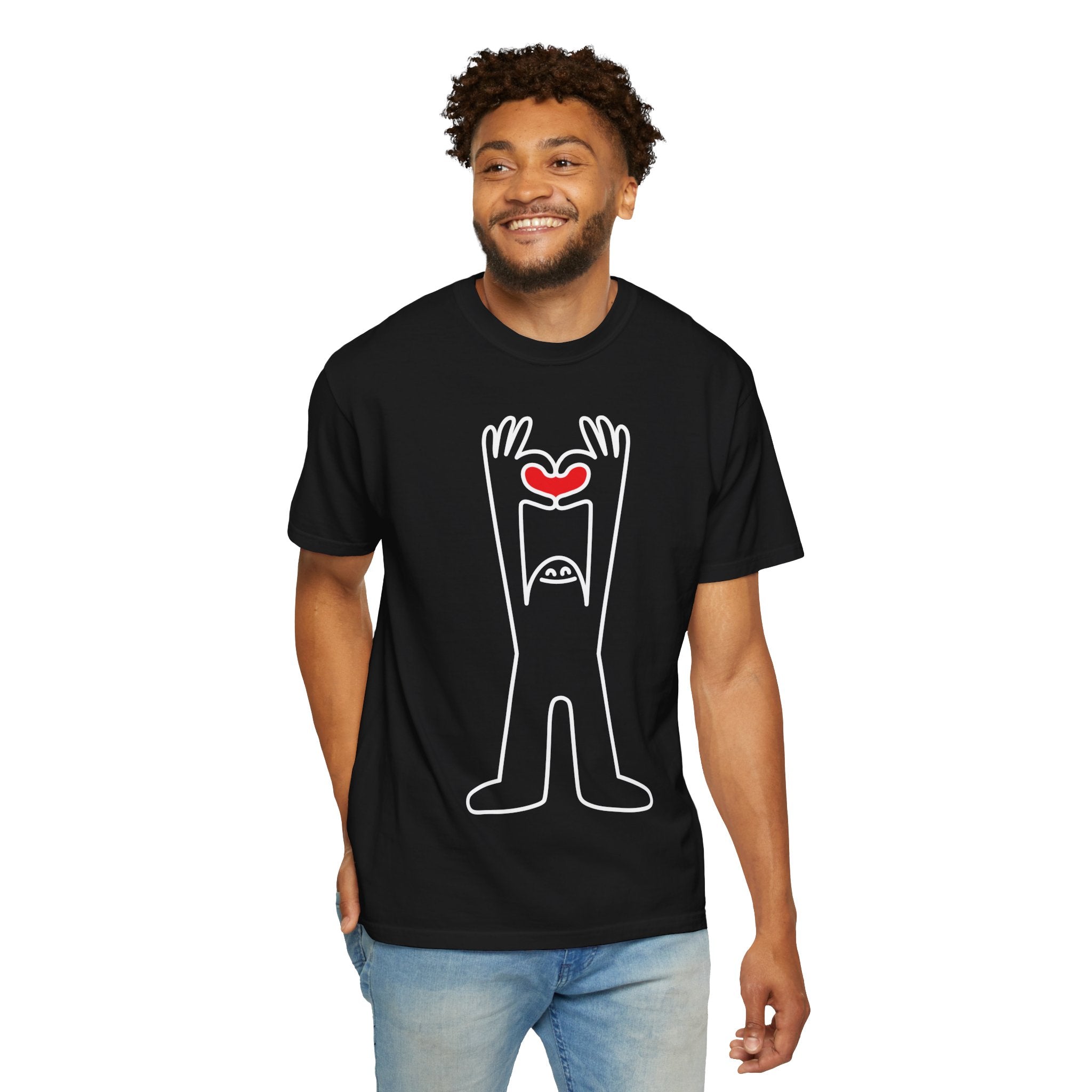Happy Guy Holding Heart Graphic T-Shirt