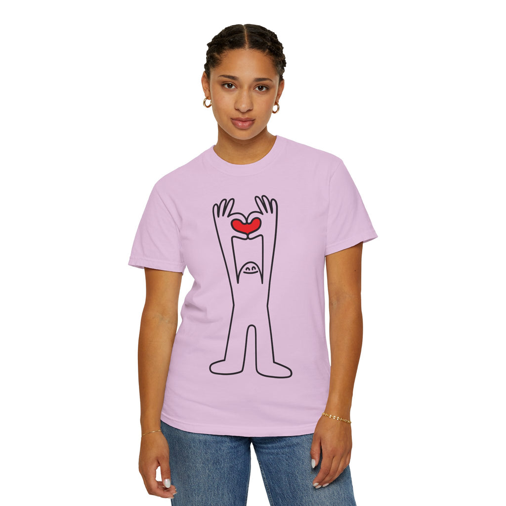 Happy Guy Holding Heart Graphic T-Shirt