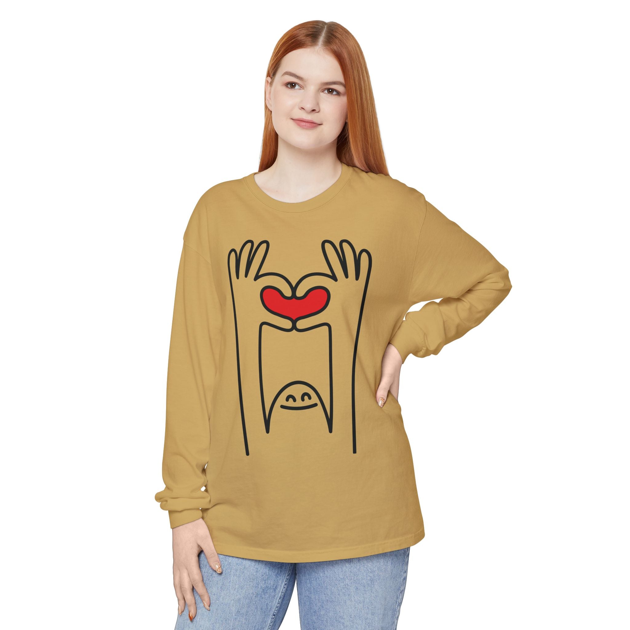 Hands-Up Heart Long Sleeve T-Shirt
