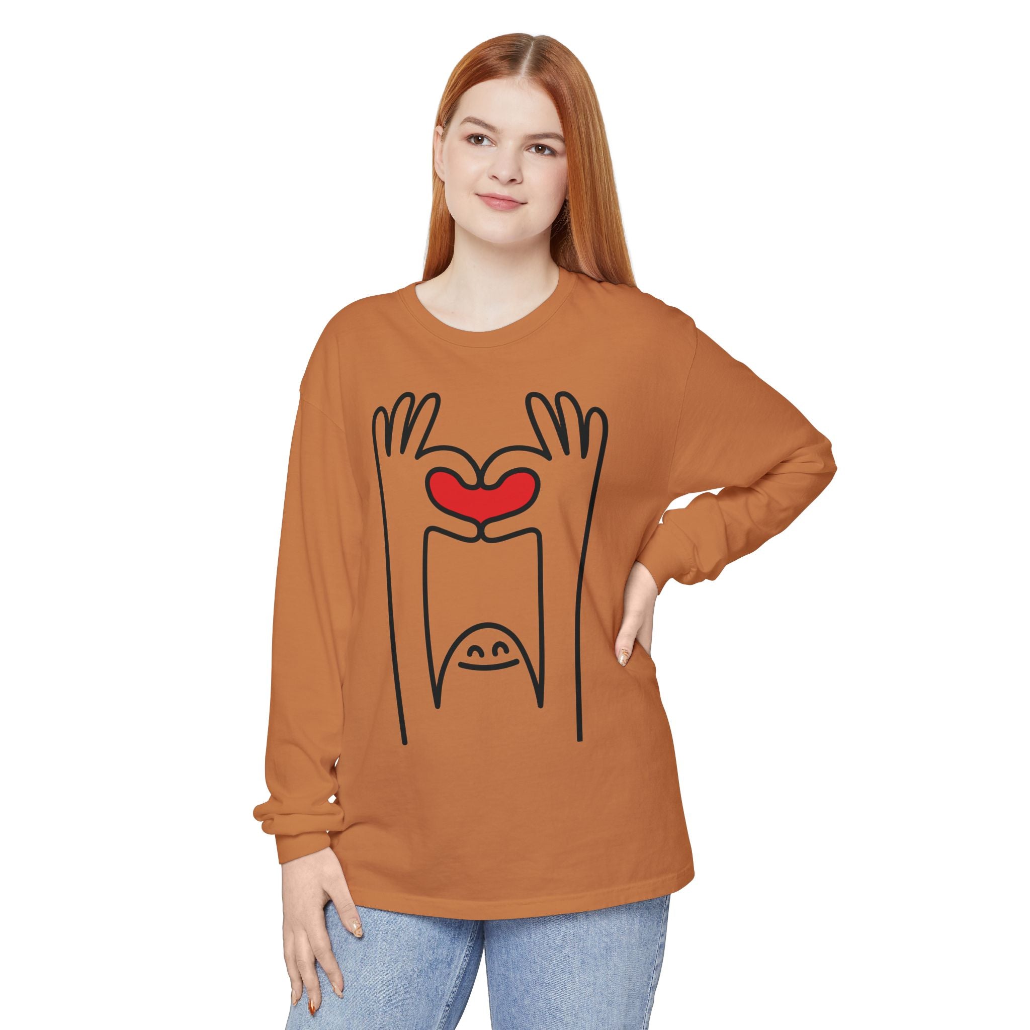 Hands-Up Heart Long Sleeve T-Shirt