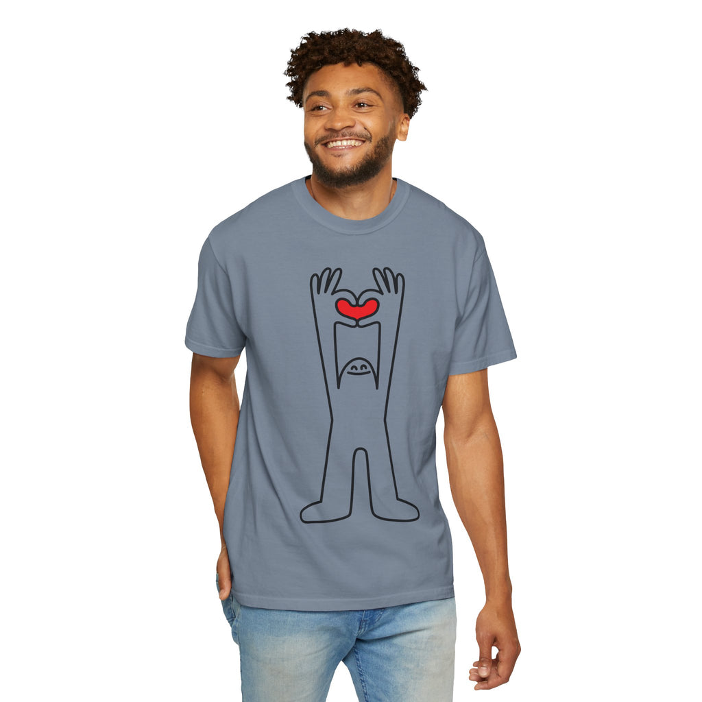 Happy Guy Holding Heart Graphic T-Shirt