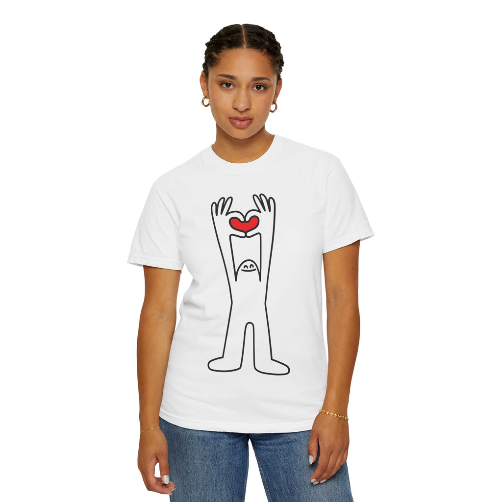 Happy Guy Holding Heart Graphic T-Shirt